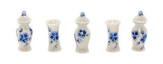 A Dutch Style Porcelain Garniture, Height of first 1 inch.