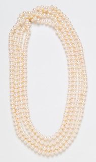 A Single Strand Cultured Pearl "Ziegfield Collection" Longstrand Necklace, Tiffany & Co., 139.60 dwts.