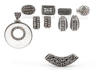 A Collection of Sterling Silver and Silver Textural Jewelry, 67.40 dwts.