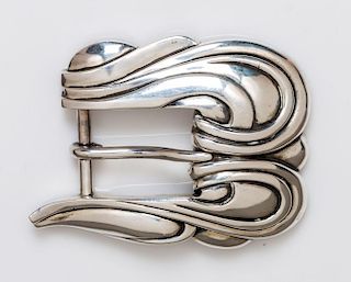 A Sterling Silver "Art Nouveau" Belt Buckle, Barry Kieselstein-Cord, Circa 1988, 74.50 dwts.