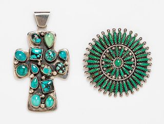A Collection of Sterling Silver and Turquoise Jewelry, 30.00 dwts.