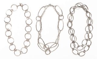 A Collection of Sterling Silver Open Link Necklaces, 48.90 dwts.