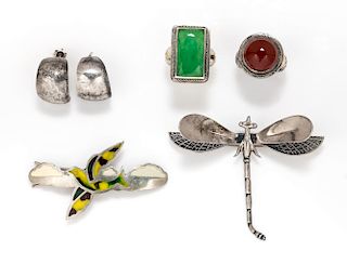 A Collection of Silver, Gemstone and Polychrome Enamel Jewelry, 46.70 dwts.