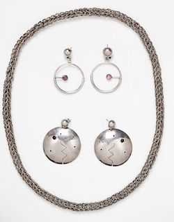 A Collection of Modernist Silver Jewelry, 23.20 dwts.