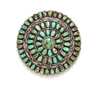 A Sterling Silver and Turquoise Pendant/Brooch, Larry Moses Begay, 22.80 dwts.
