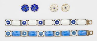 A Collection of Sterling Silver, Gilt Silver and Polychrome Enamel Floral Motif Jewelry, David Andersen, 16.50 dwts.