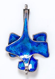 A Mid-Century Modern Sterling Silver and Enamel Pendant, Bj-rn Sigurd -stern for David Andersen, 25.70 dwts.