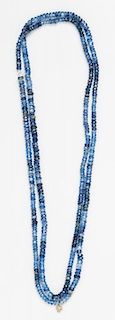 A Single Strand Sapphire Bead Necklace, LJ Cross,