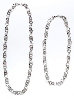 A Pair of Sterling Silver Circular Link Necklaces, Canadian, 56.00 dwts.