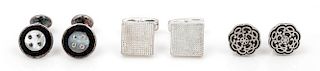 A Collection of Sterling Silver Cufflinks, 34.40 dwts.