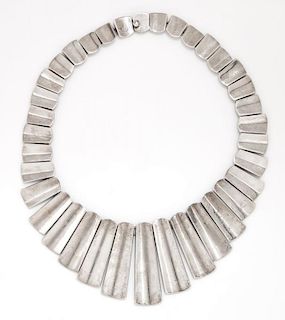A Sterling Silver Graduated Fringe Necklace, Taxco, 35.90 dwts.