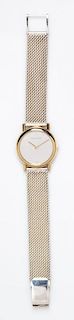 An 18 Karat Yellow Gold and Sterling Silver Wristwatch, Thorup & Bornderup for Georg Jensen, 26.50 dwts.