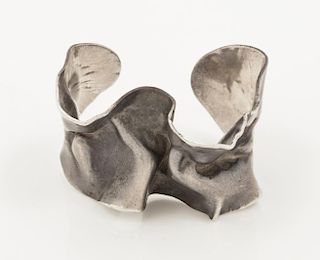 A Modernist Sterling Silver Ruffle Cuff Bracelet,