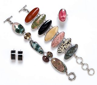 A Collection of Sterling Silver and Multigem Jewelry, 99.30 dwts.