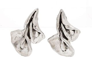 A Collection of Sterling Silver Earclips, 34.10 dwts.