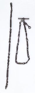 A Collection of Victorian Silver Fob Chains, British, 30.80 dwts.