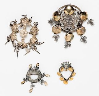 A Collection of Silver and Gilt Silver "Solje" Wedding Brooches, Norway, 42.30 dwts.