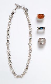 A Collection of Silver, Yellow Gold and Gemstone Jewelry, 53.90 dwts.