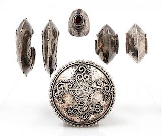 A Collection of Silver Textural Jewelry, 52.80 dwts.