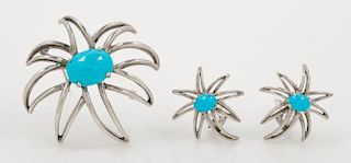 A Sterling Silver and Turquoise "Fireworks" Demi Parure, Tiffany & Co., 1995, 18.70 dwts.
