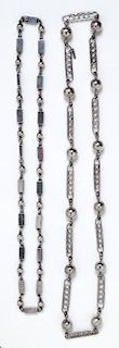 A Collection of Sterling Silver Beaded Link Necklaces, 97.90 dwts.