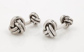 A Pair of Sterling Silver Knot Motif Cufflinks, Tiffany & Co., 10.80 dwts.