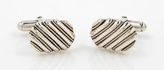 A Pair of Sterling Silver and 18 Karat Yellow Gold Cufflinks, Tiffany & Co., 9.60 dwts.
