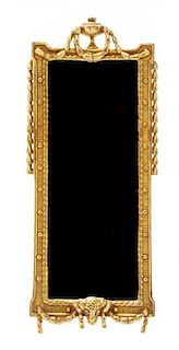 A Neoclassical Style Gilt Metal Pier Mirror, Height 5 x width 2 inches.