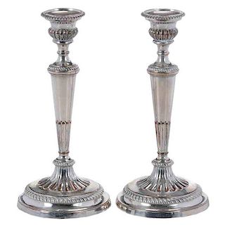 Pair of Old Sheffield Plate Candlesticks