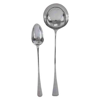 English Silver Ladle and Stuffing Spoon