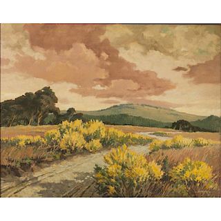 Harold Ward (California, 1889-1973) Painting, "Yellow Bushes"
