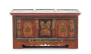 A German Style Painted Chest, Height 2 1/2 x width 4 7/8 x depth 2 inches.