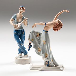 Royal Dux Porcelain Figures, Lot of Two