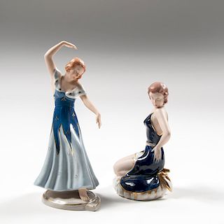 Royal Dux Art Deco Figures, Lot of Two