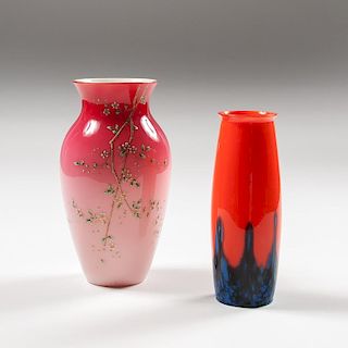 Bohemian Art Glass Vases, Lot of Two