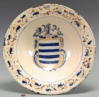 Continental Armorial Faience Bowl