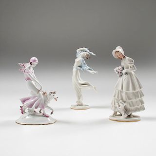 Fischer & Mieg Pirkenhammer Porcelain Figures, Lot of Three
