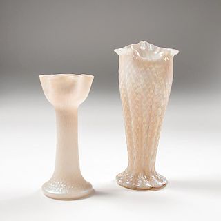 Art Glass Vases attributed to Kralik, Lot of Two