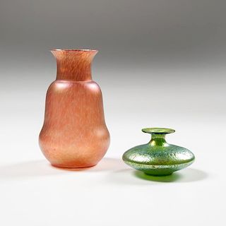 Loetz-Style Iridescent Vases, Lot of Two