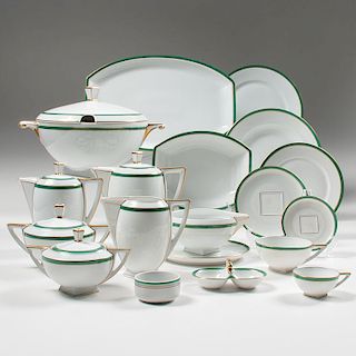 Bohemia Ceramic Works Art Deco Porcelain Dinnerware Service for Six, Plus, Lot of Fifty-Three