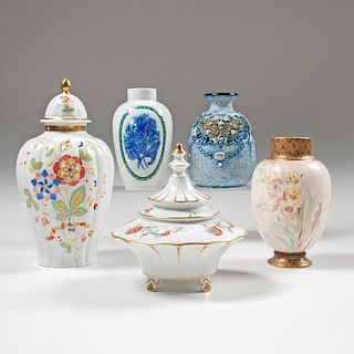 Continental Porcelain Vases, Lot of Five