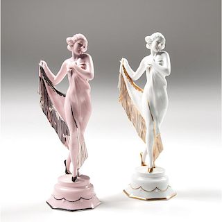 Haas & Czjzek Art Deco Porcelain Dancers, Lot of Two