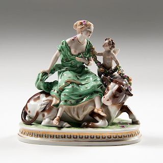 Continental Porcelain "Europa and the Bull" Figural Group