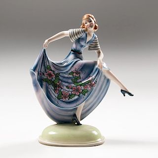 Stefan Dakon (Austrian, 1904-1997) for Goldscheider Porcelain Dancer on Tiptoe