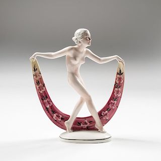 Hertwig & Co. Porcelain Nude Sash Dancer