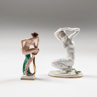 Galluba & Hofmann Porcelain Snake Dancers, Lot of Two