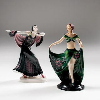 Continental Porcelain Dancers, Lot of Two