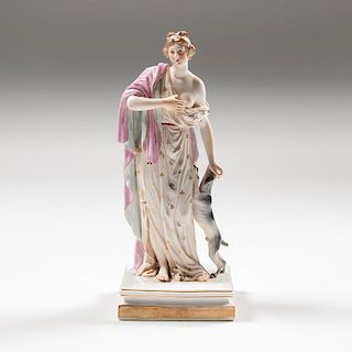 Meissen Neoclassical Woman and Dog
