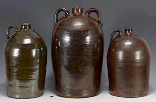 3 Southern stoneware jugs, prob. GA