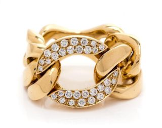 An 18 Karat Yellow Gold and Diamond "Gourmette" Ring, Roberto Coin, 12.60 dwts.